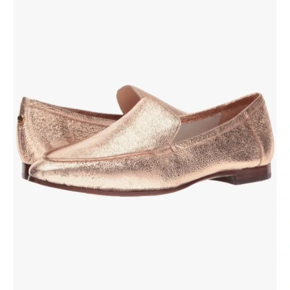 Kate Spade New York Womens Carima Rose Gold Crackle Metallic Nappa 6 New Loafers - Picture 1 of 7